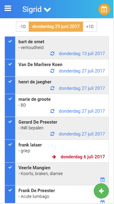Captures d'écran de la gestion d'agenda sur smartphone (iPhone)